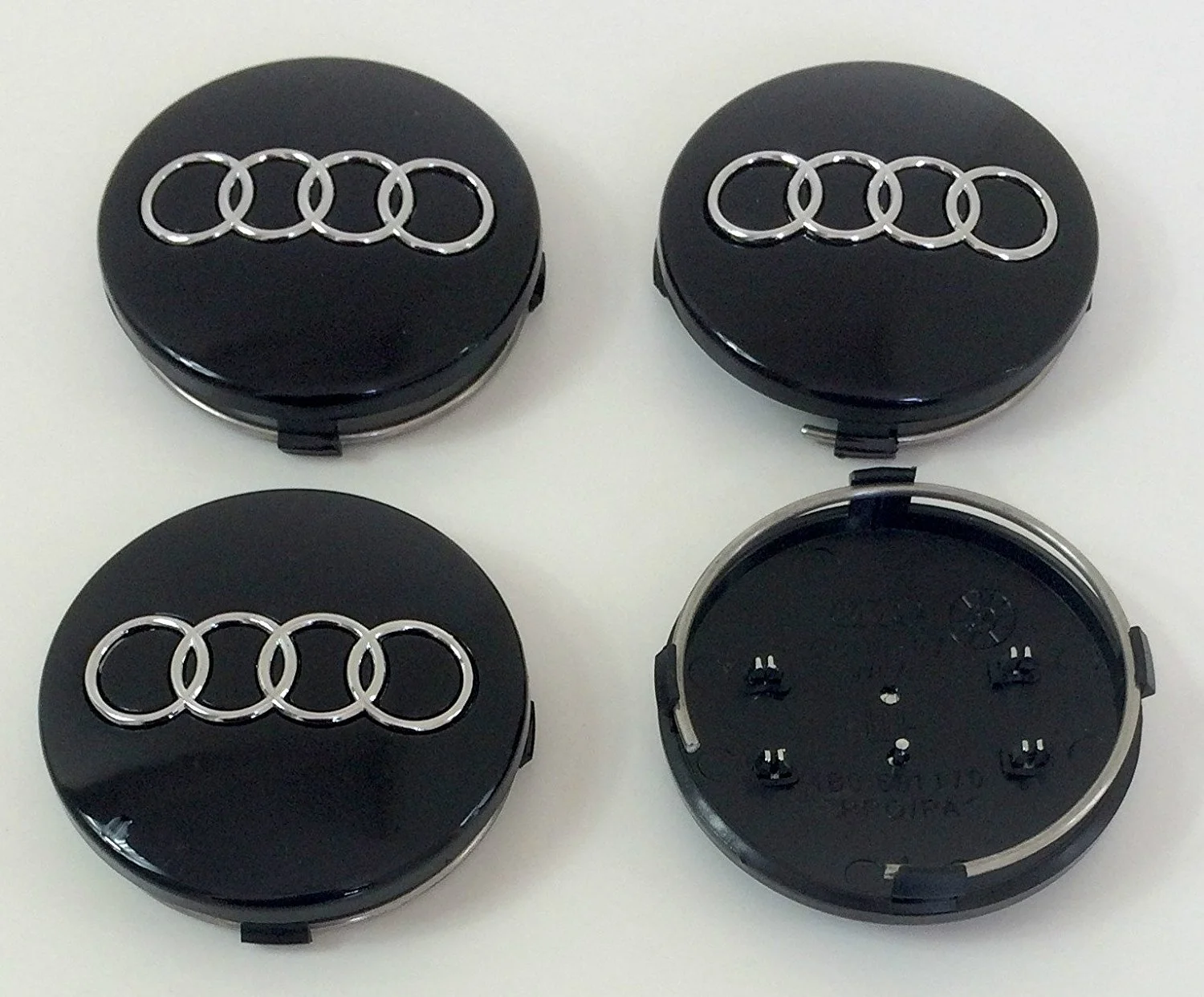 JUEGO DE 4 EMBELLECEDORES DE COLOR NEGRO PARA LLANTAS DE 60 MM PARA AUDI