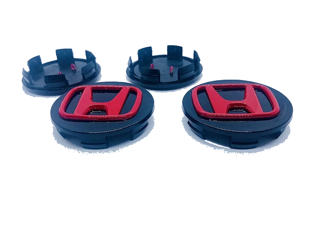 SET 4 TAPABUJES DE 70MM PARA HONDA RACING: NEGRO Y ROJO