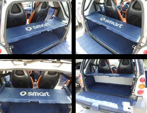 Bandeja de cuero sintético para maletero y varillas de soporte para Smart ForTwo de color azul