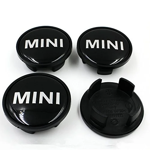 LOTE DE 4 TAPABUJES MINI DE 54MM FONDO NEGRO CON LOGO EN BLANCO