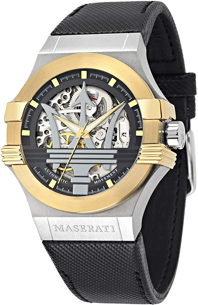 Reloj Maserati colección Potenza, Movimiento mecánico automático en Acero y Cuero - R8821108011
