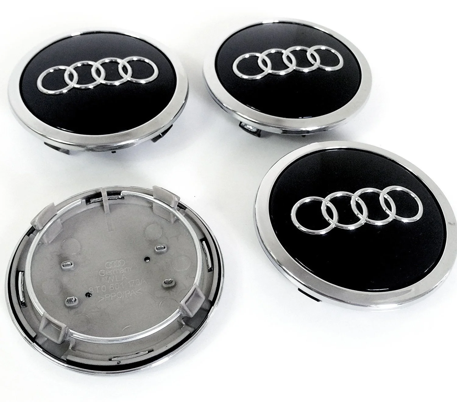 Set 4 tapabujes Audi de 69mm en color negro