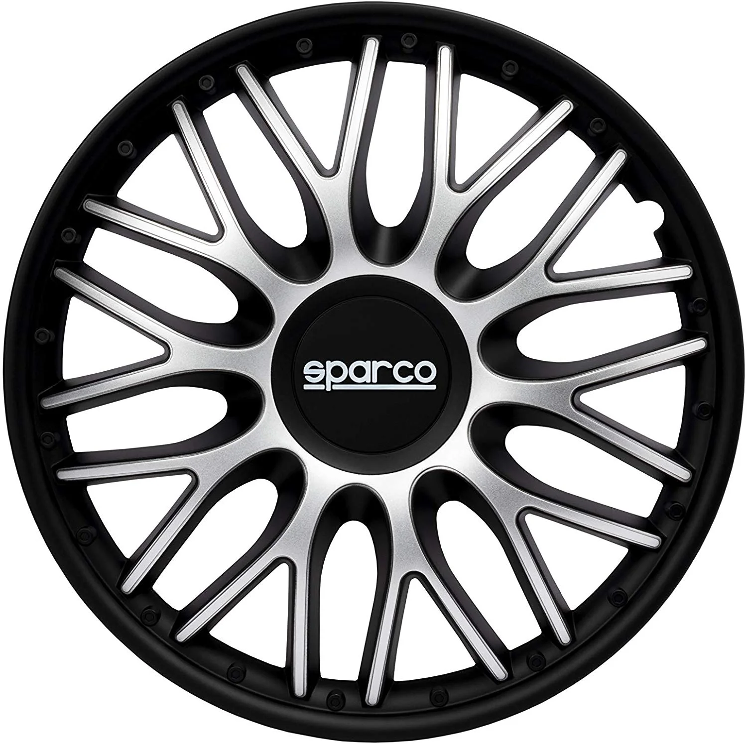 SPARCO SPC1596SVBK TAPACUBOS ROMA BICOLOR PLATA/NEGRO 15", SET DE 4