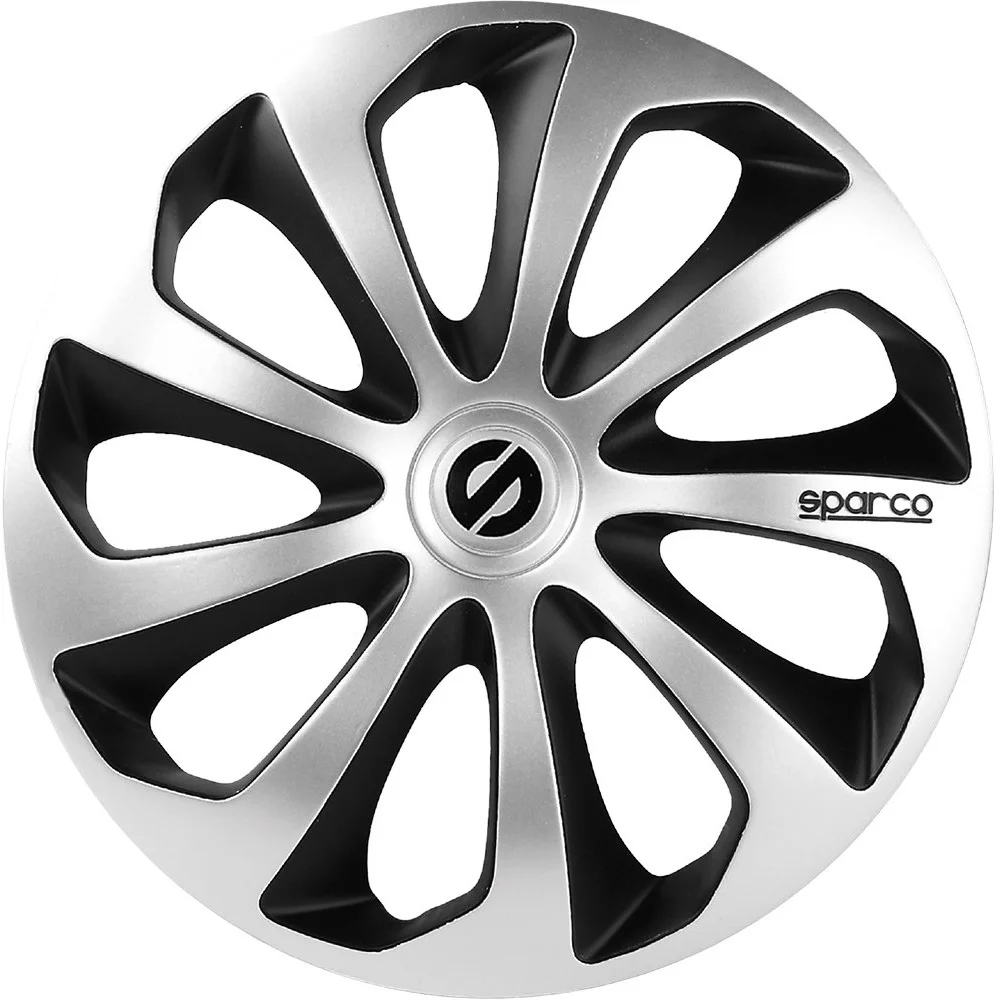 SPARCO SPC1473SVBK TAPACUBOS SICILIA, PLATA/NEGRO, SET DE 4, 14"